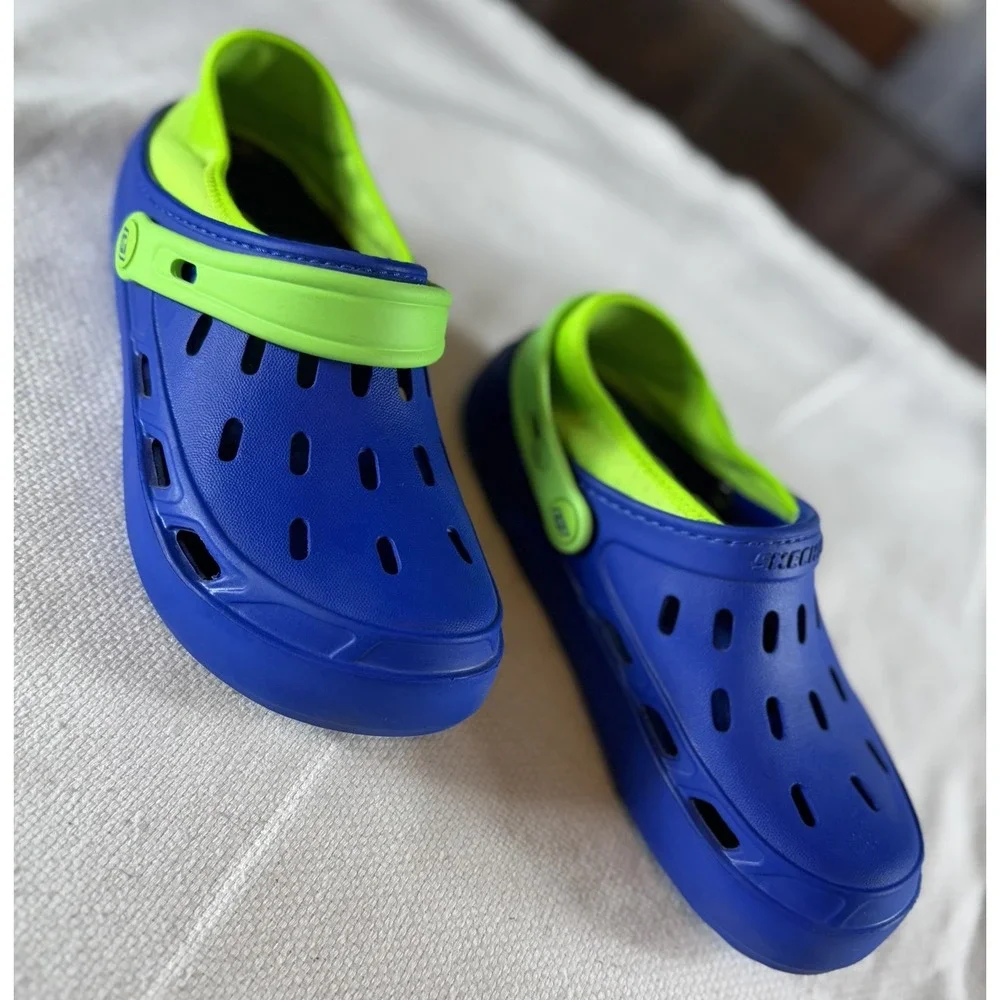 Skechers Shoes Kids Size 8 Blue Green Clogs Slip On Lightweight Water‎ Sandals